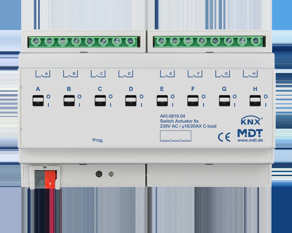 MDT technologies Schaltaktor 8-fach 8TE REG, 16/20A, 230VAC AKI-0816.04