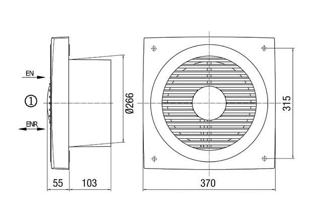 Maico Wandeinbauventilator 39W,630cbm/h,IP44 EN 25