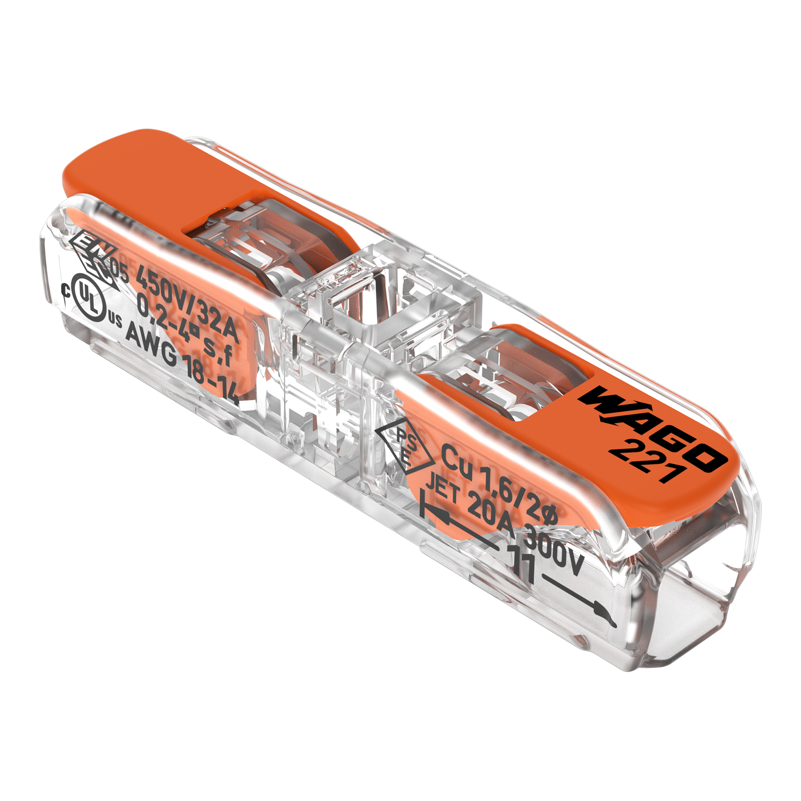 60 STK WAGO GmbH & Co. KG Durchgangsverbinder mit Hebel 221-2411
