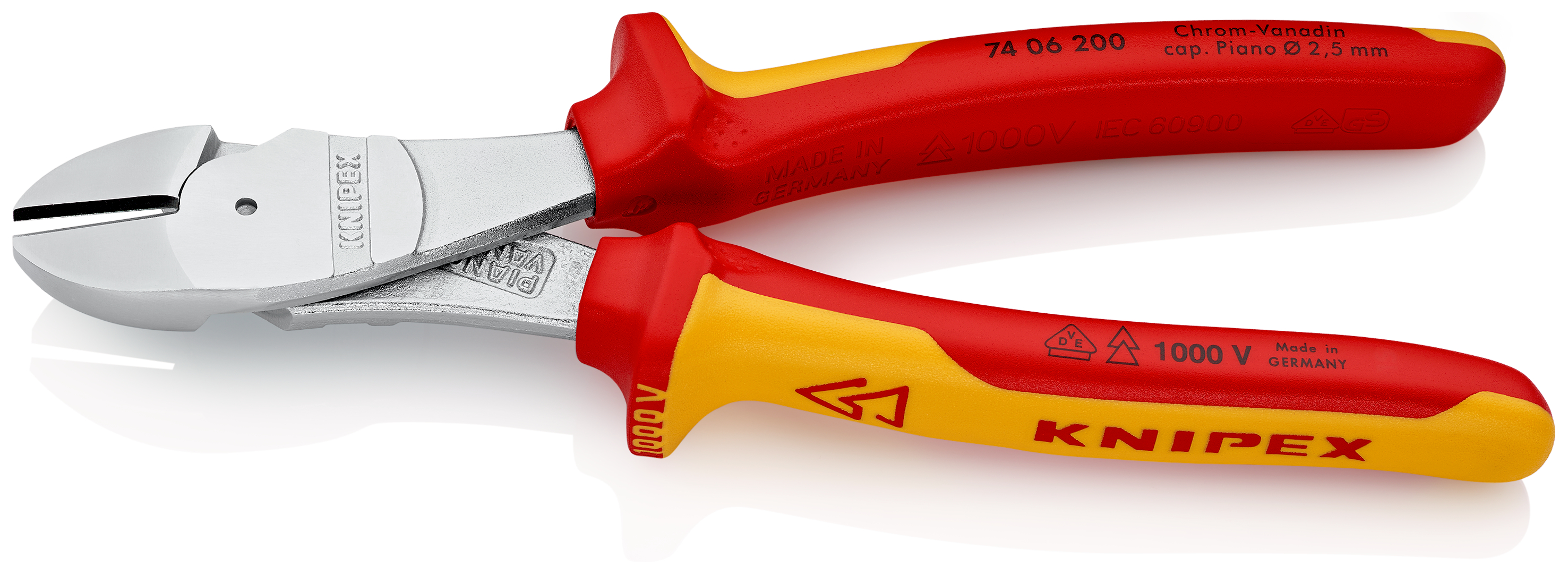 Knipex-Werk Kraft-Seitenschneider isoliert, 200mm 74 06 200