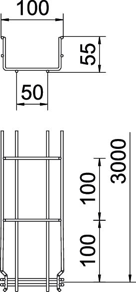 3 M OBO Bettermann Vertr Gitterkabelrinne 55x100x3000mm GRM 55 100 FT