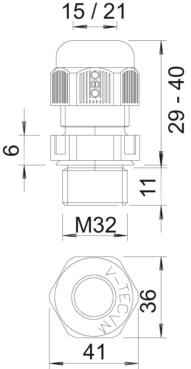 OBO Bettermann Vertr Verschraubung Vollmetrisch V-TEC VM32 SGR