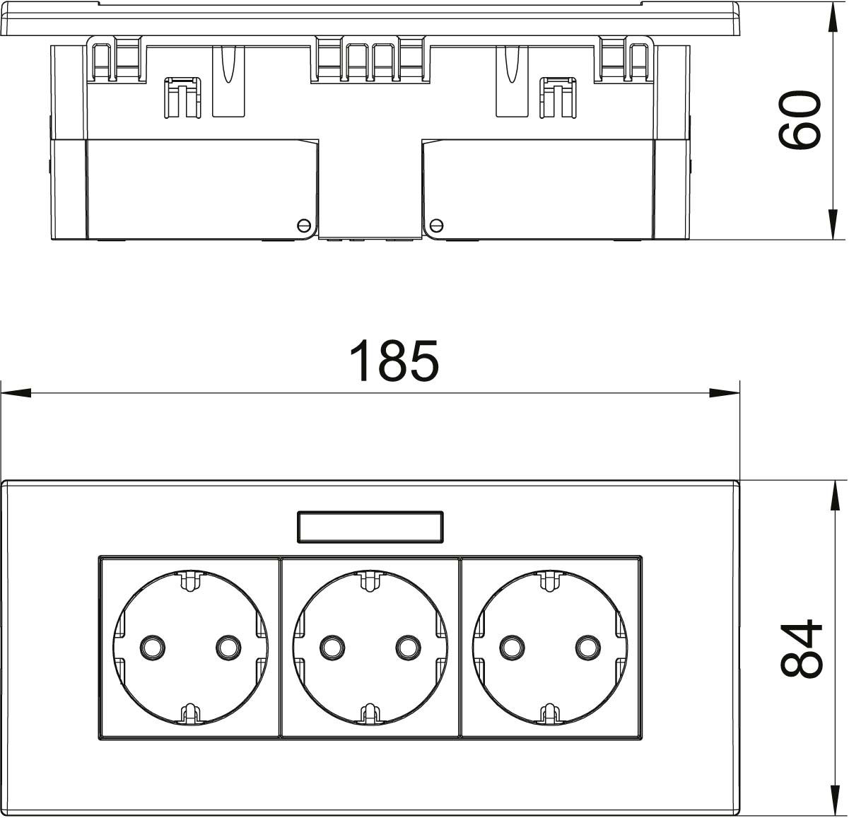 OBO Bettermann Vertr Steckdoseneinheit 3fach 84x185x59mm rt SDE-RW D0RT3B