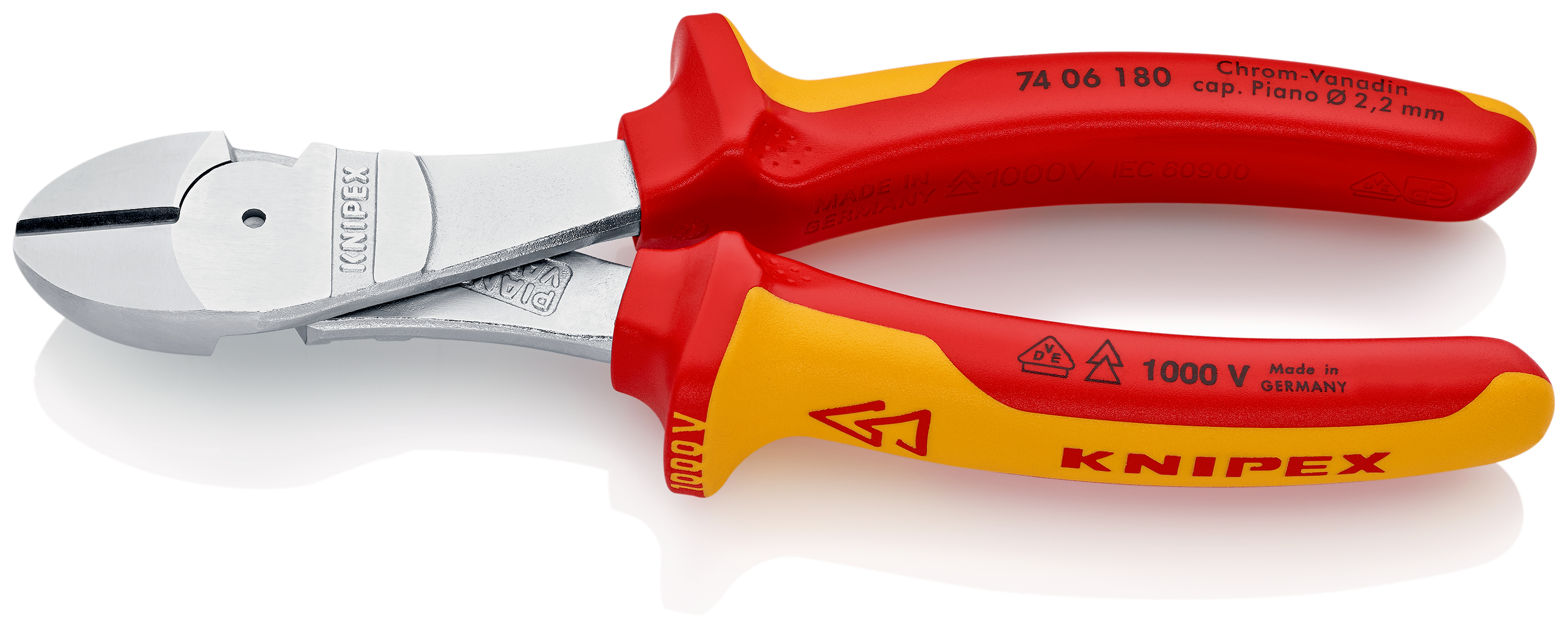 Knipex-Werk Kraft-Seitenschneider isoliert, 180mm 74 06 180