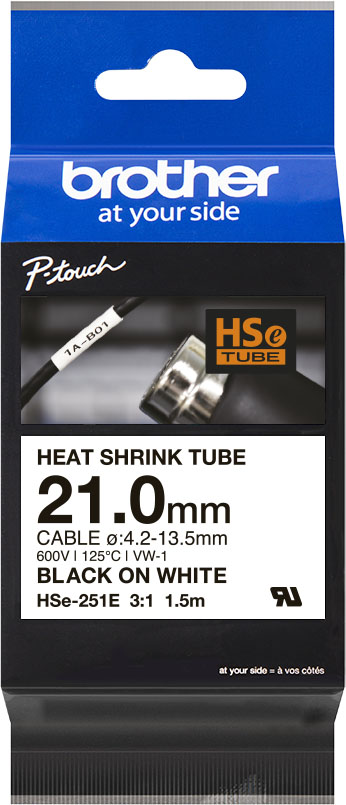 Brother Schrumpfschlauchkassette ws/sw, 21,0mm, 1,5m HSe-251E
