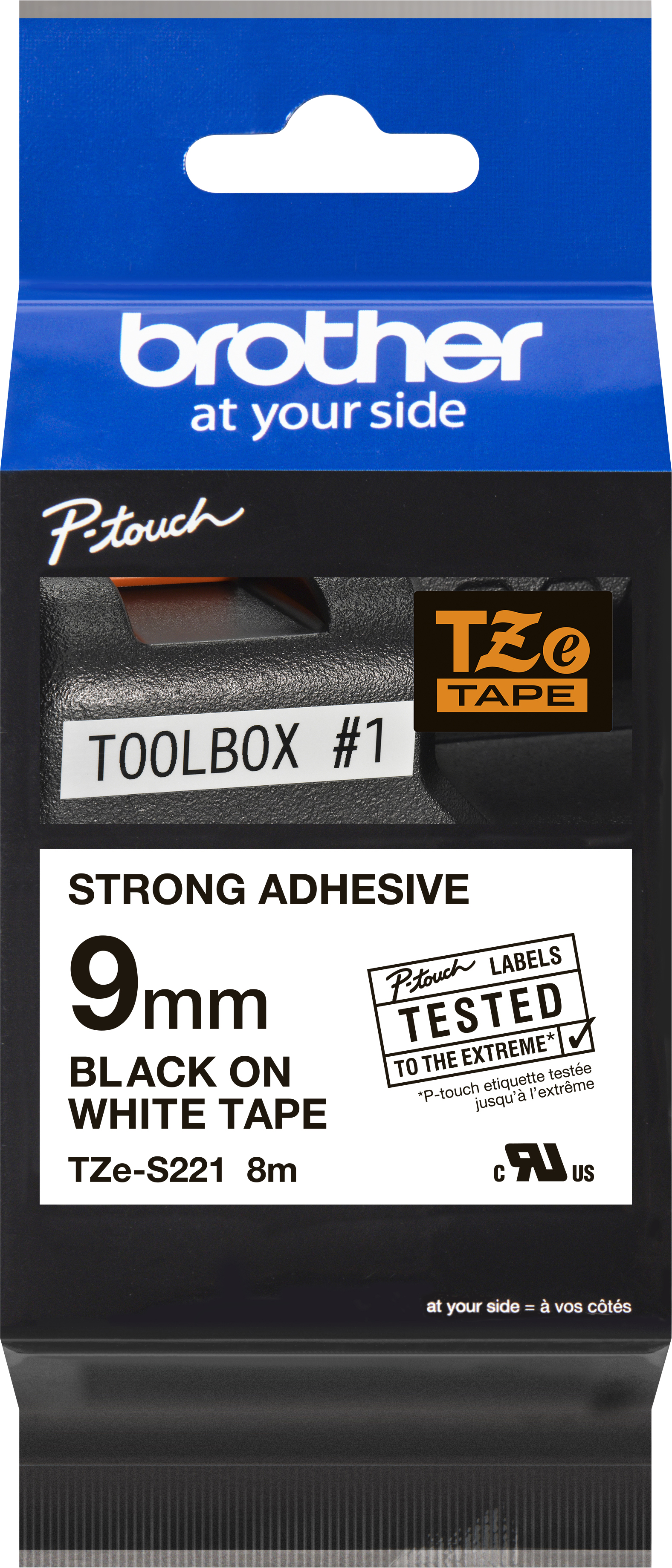 Brother Beschriftungsband weiß/schwarz 9 mm TZe-S221