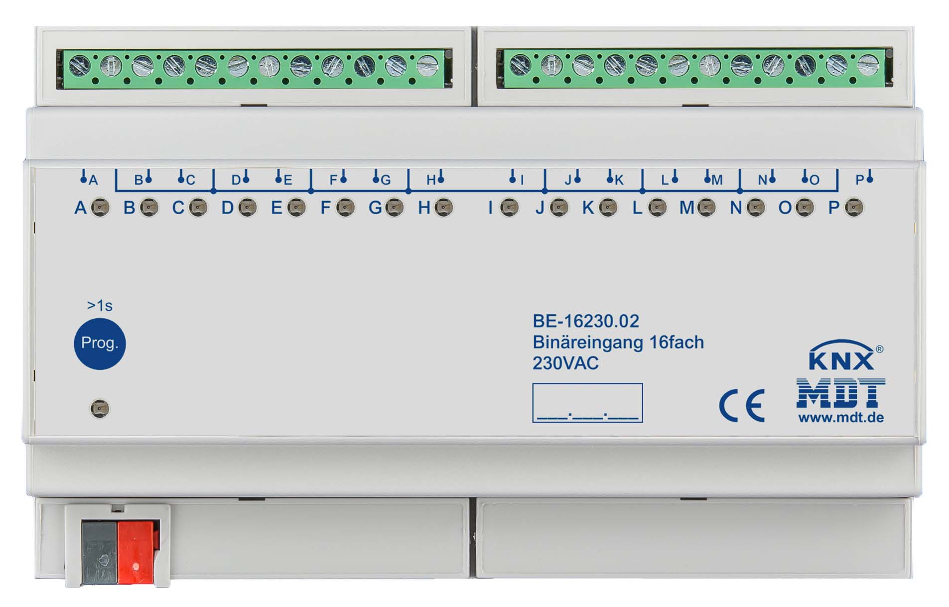 MDT technologies Binäreingang 16-fach 8TE REG, 230VAC BE-16230.02