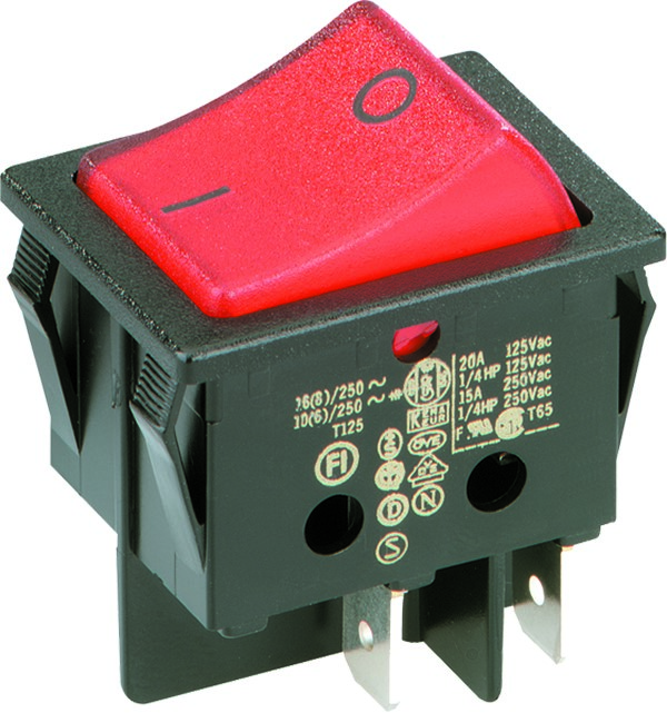 Bachmann EB-Wippenschalter sw/rt,16(8)A250V 2p. 924.099