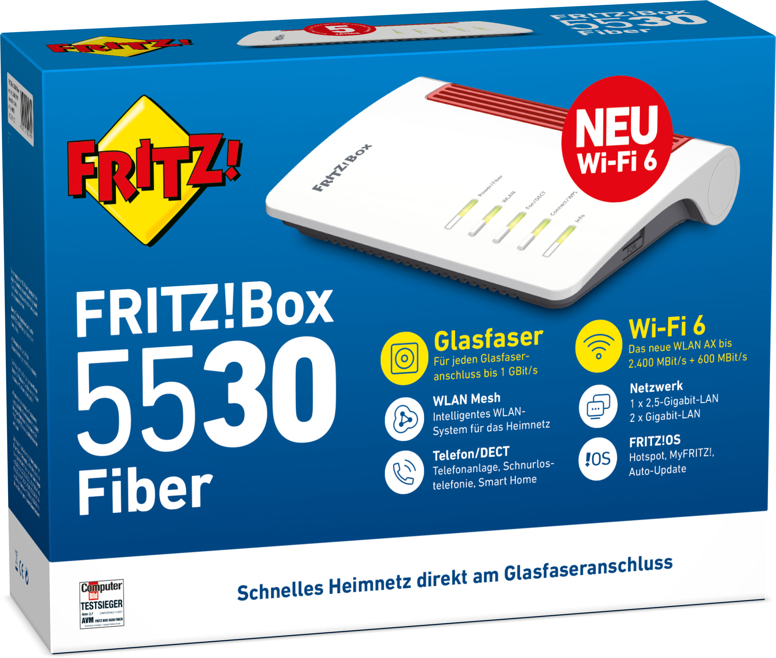 AVM Computersysteme WLAN Router Wi-Fi 6 FRITZ!Box 5530 FIBER
