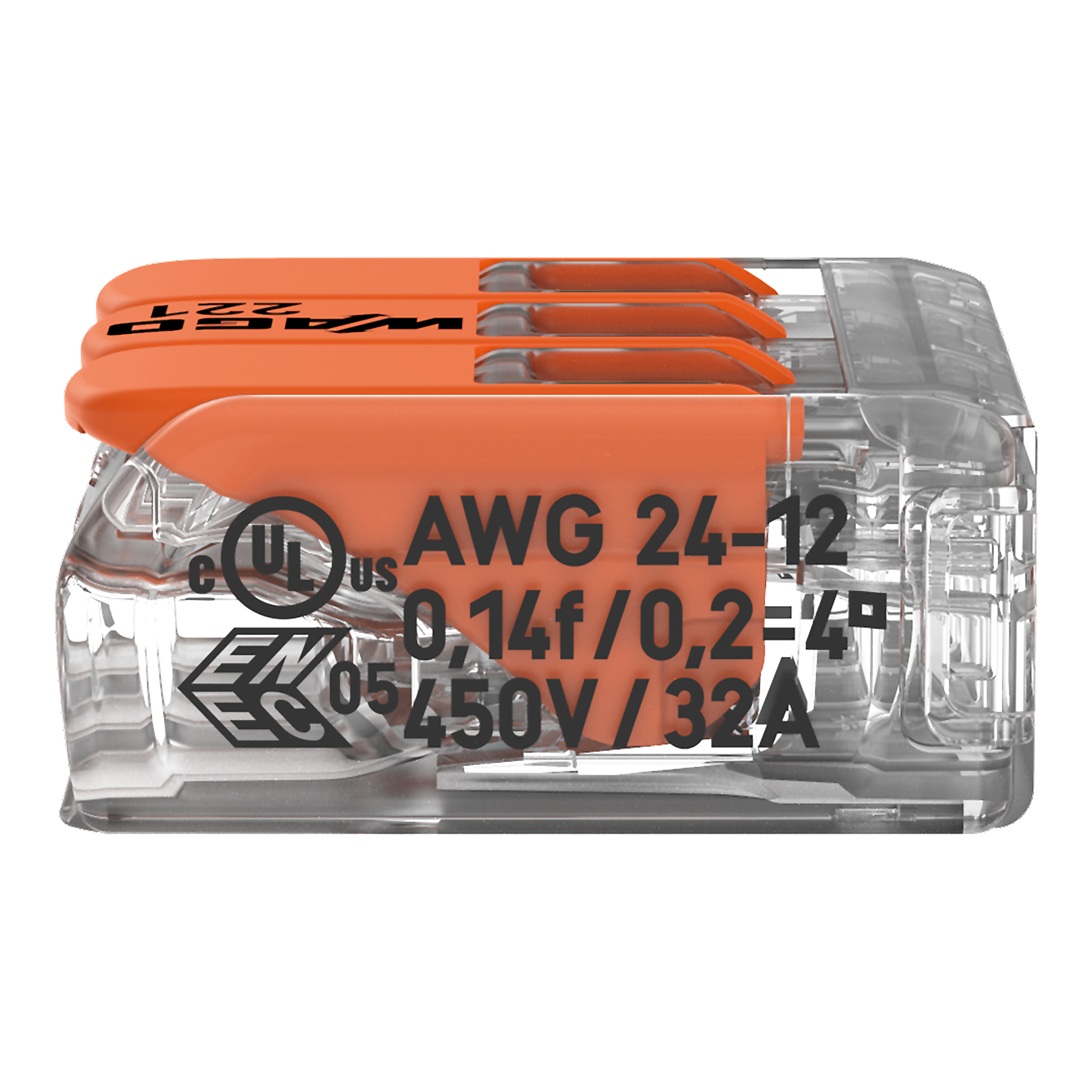 50 STK WAGO GmbH & Co. KG Compact-Verbindungsklemme 3-Leiter bis 4qmm 221-413