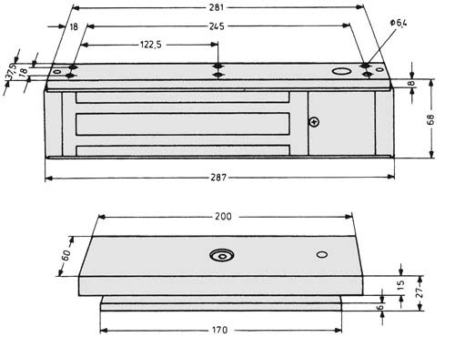 Assa Abloy effeff Flächenhaftmagnet kpl.mit Gegenplatte 828-------44F90