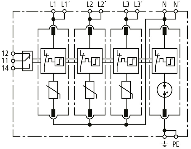 DEHN Überspannungsableiter Typ2 DEHNguardMP4pol DG MP TT 275 FM