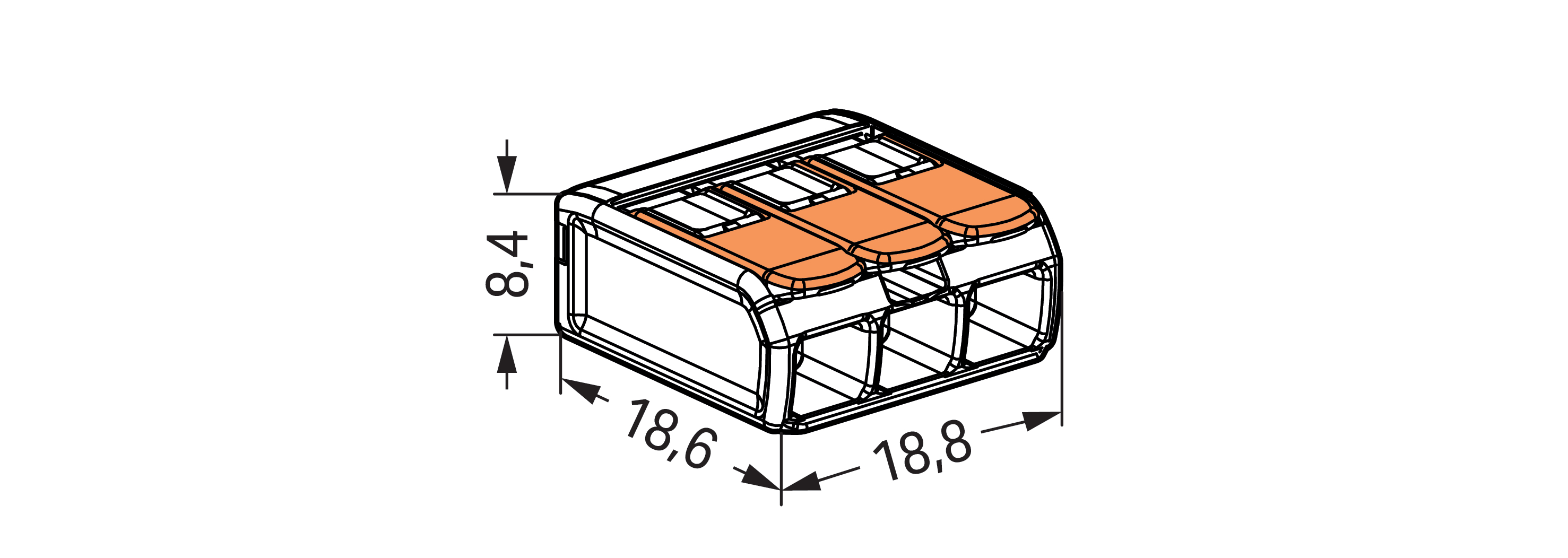 50 STK WAGO GmbH & Co. KG Compact-Verbindungsklemme 3-Leiter bis 4qmm 221-413