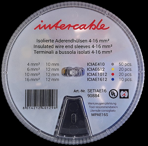 Intercable Tools Streudose Aderendhülsen 4-16qmm isoliert SETIAE16