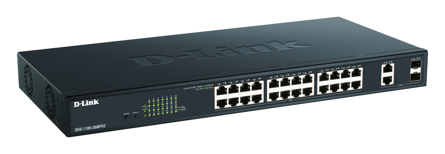 DLink Deutschland Gigabit Smart Switch 26-Port PoE+ DGS-1100-26MPV2/E