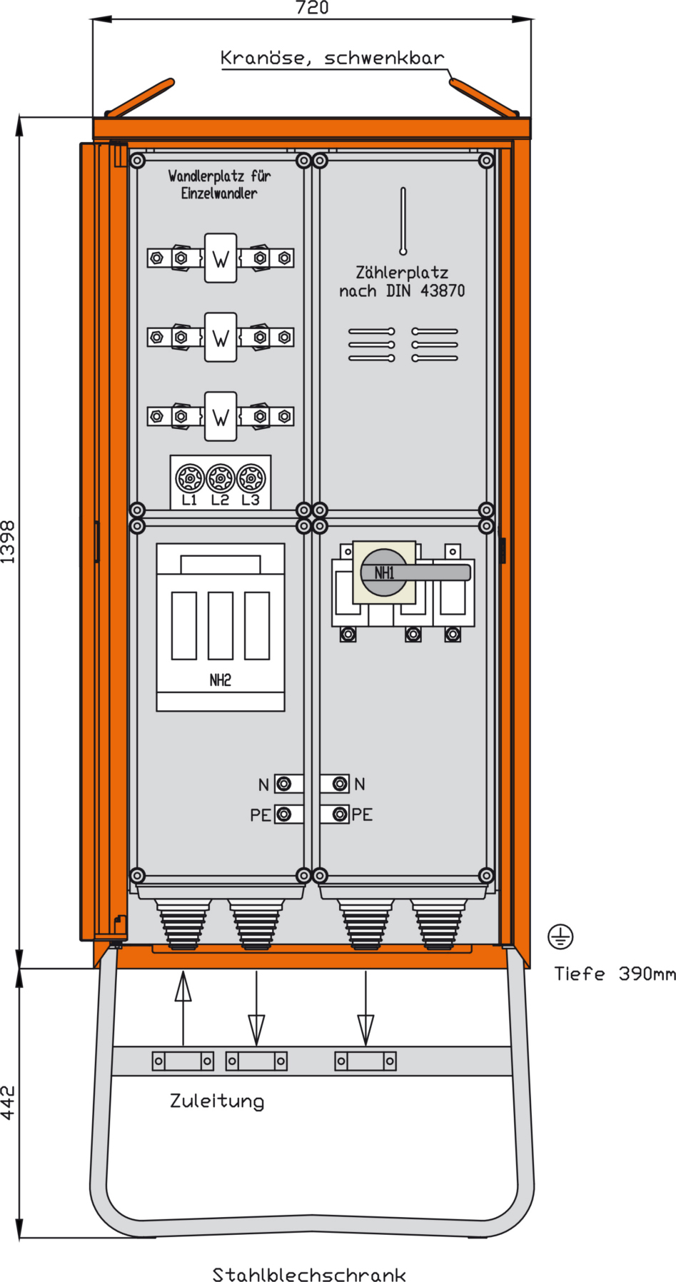 Walther Werke Anschlussschrank 173kVA/1Abg/1Z/1W WA0031
