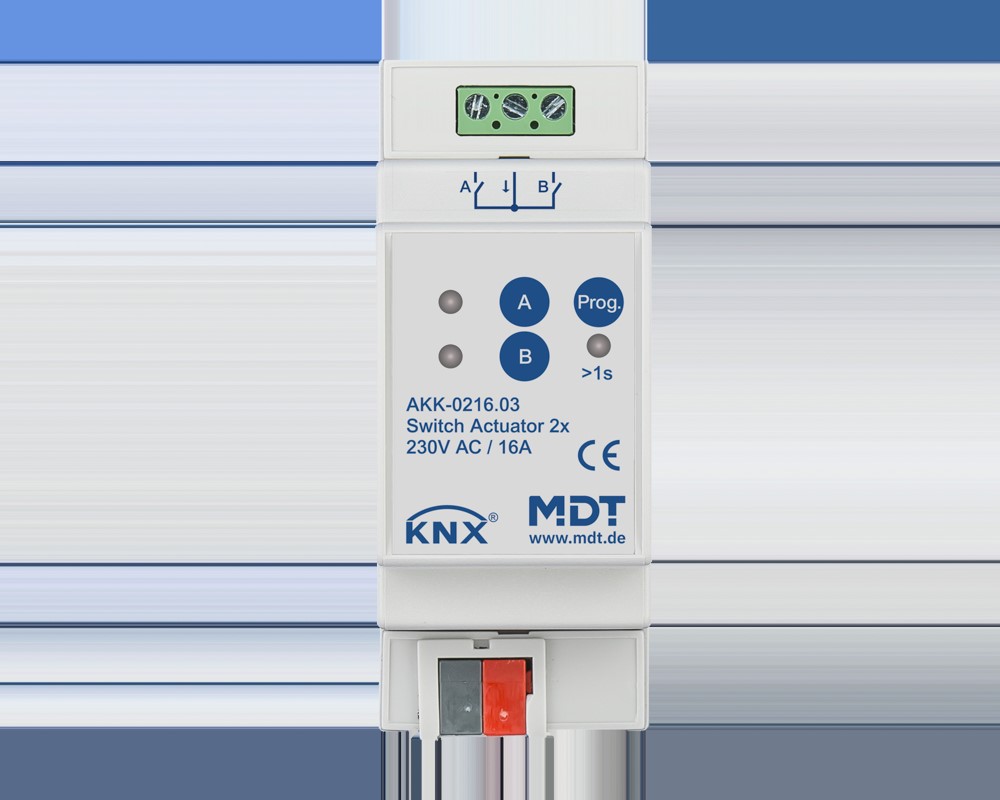 MDT technologies Schaltaktor 2-fach 2TE REG, 16A, 230VAC AKK-0216.03