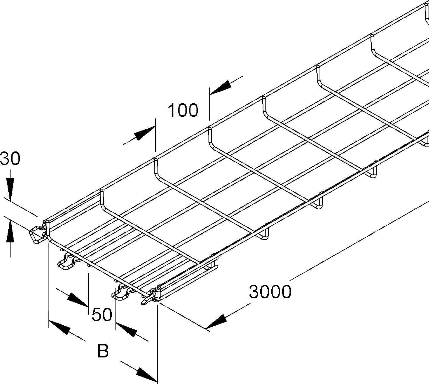 3 M Niedax Gitterrinne 30x50x3000mm, CITO MTC 30.050 V