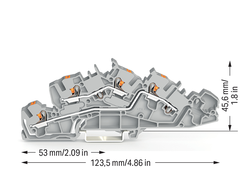 50 STK WAGO GmbH & Co. KG Installationsetagenklemme 4 mm² mit Drücker 2205-7642
