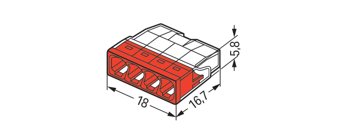 100 STK WAGO GmbH & Co. KG Verbindungsdosenklemme 4x 0.5-2.5 rot 2273-204