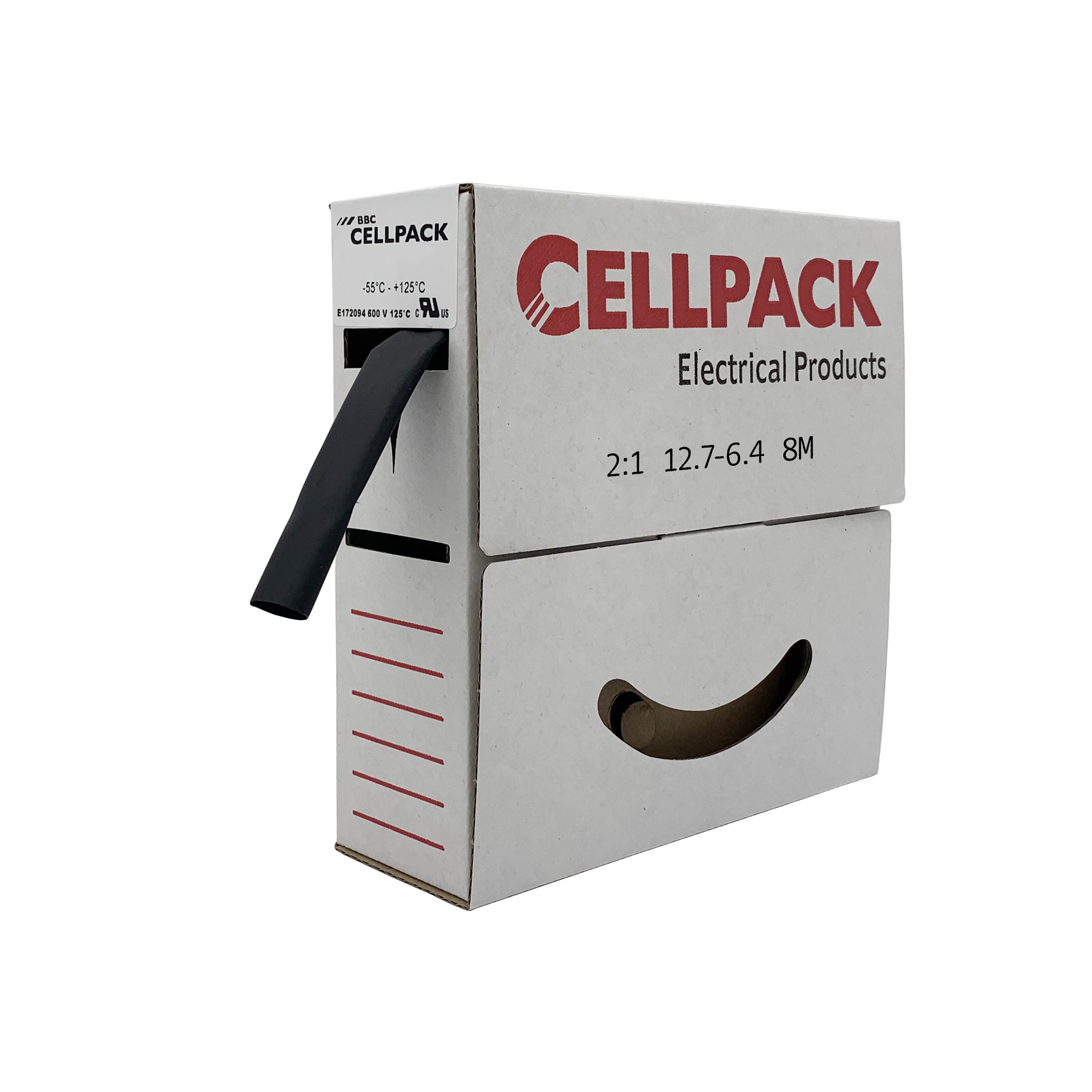 Cellpack Schrumpfschlauch in Abrollbox 8m SB 12.7-6.4 sw