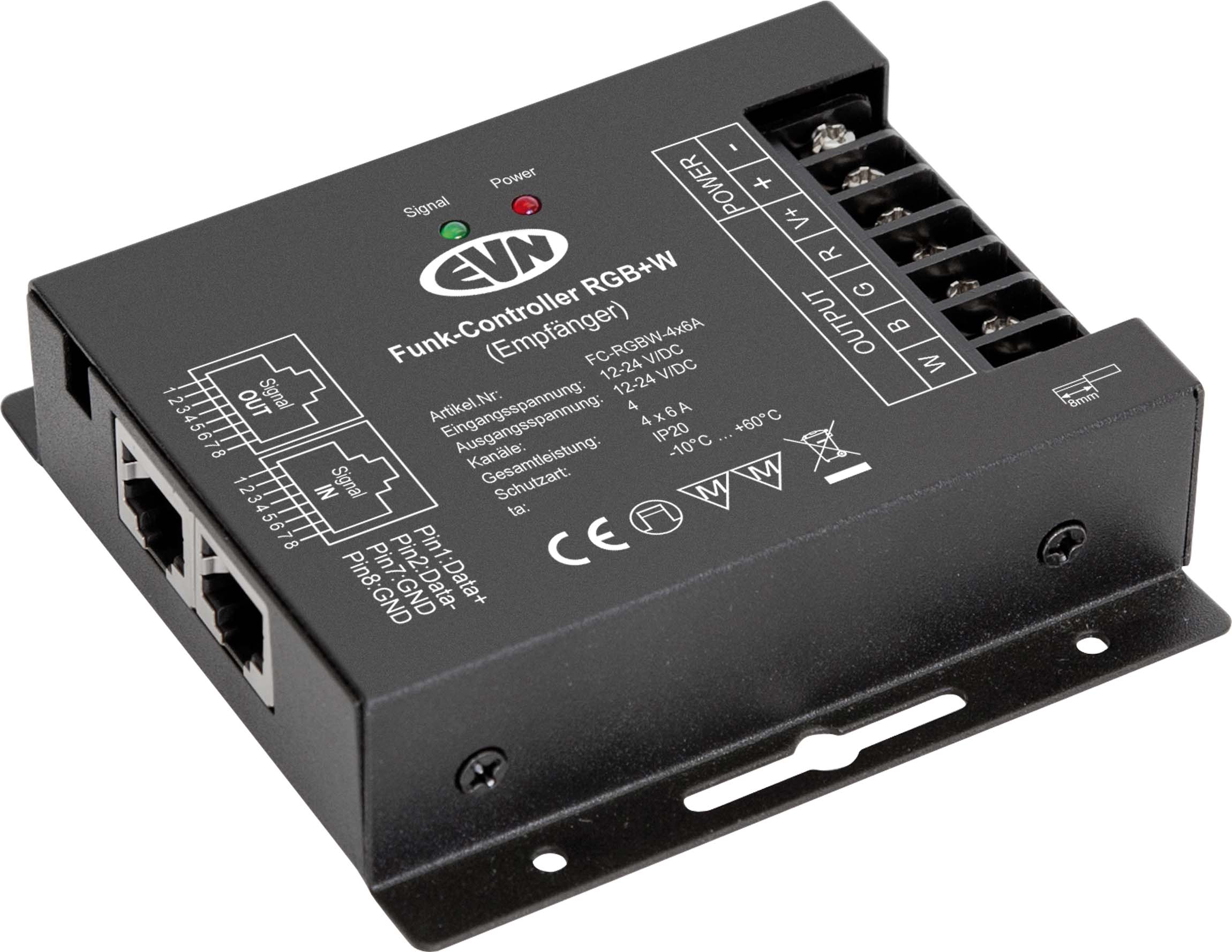 EVN Lichttechnik Funk-Empfänger-Controller 12-24V/DC-4x6A IP20 FCRGBW4X6A EVN Lichttechnik Funk-Empfänger-Controller 12-24V/DC-4x6A IP20 FCRGBW4X6A