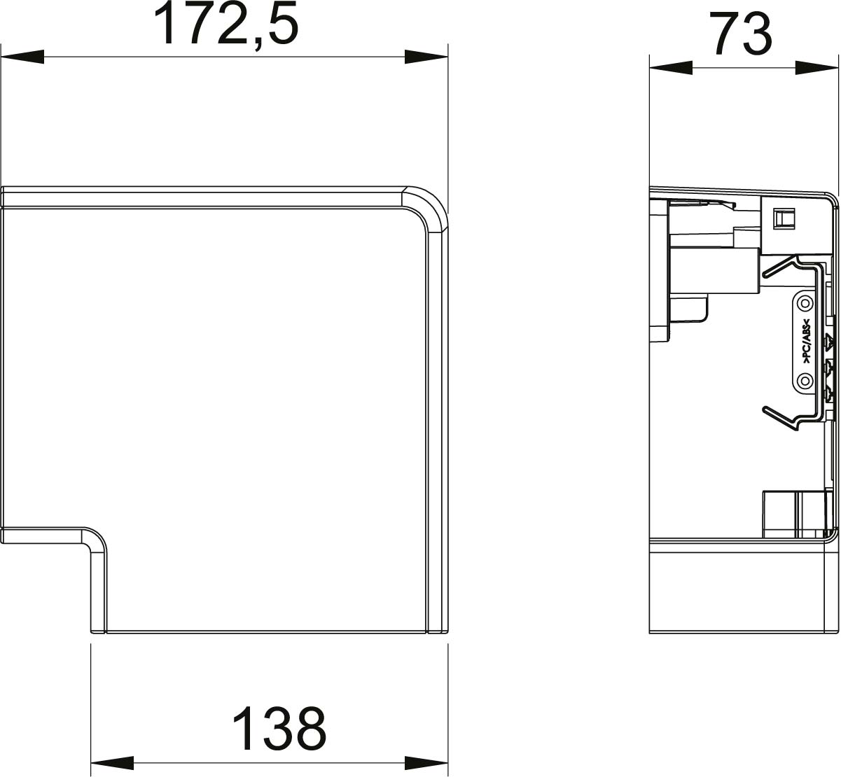 OBO Bettermann Vertr Flachwinkel 70x130mm rws GK-FH70130RW