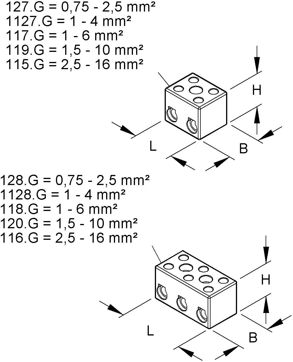 Kleinhuis Anschlussklemme 1-4qmm 3p., weiß 1128.G