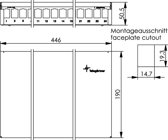 Telegärtner MPD24 Modulträger AP, leer, 1HE, rws 100021514