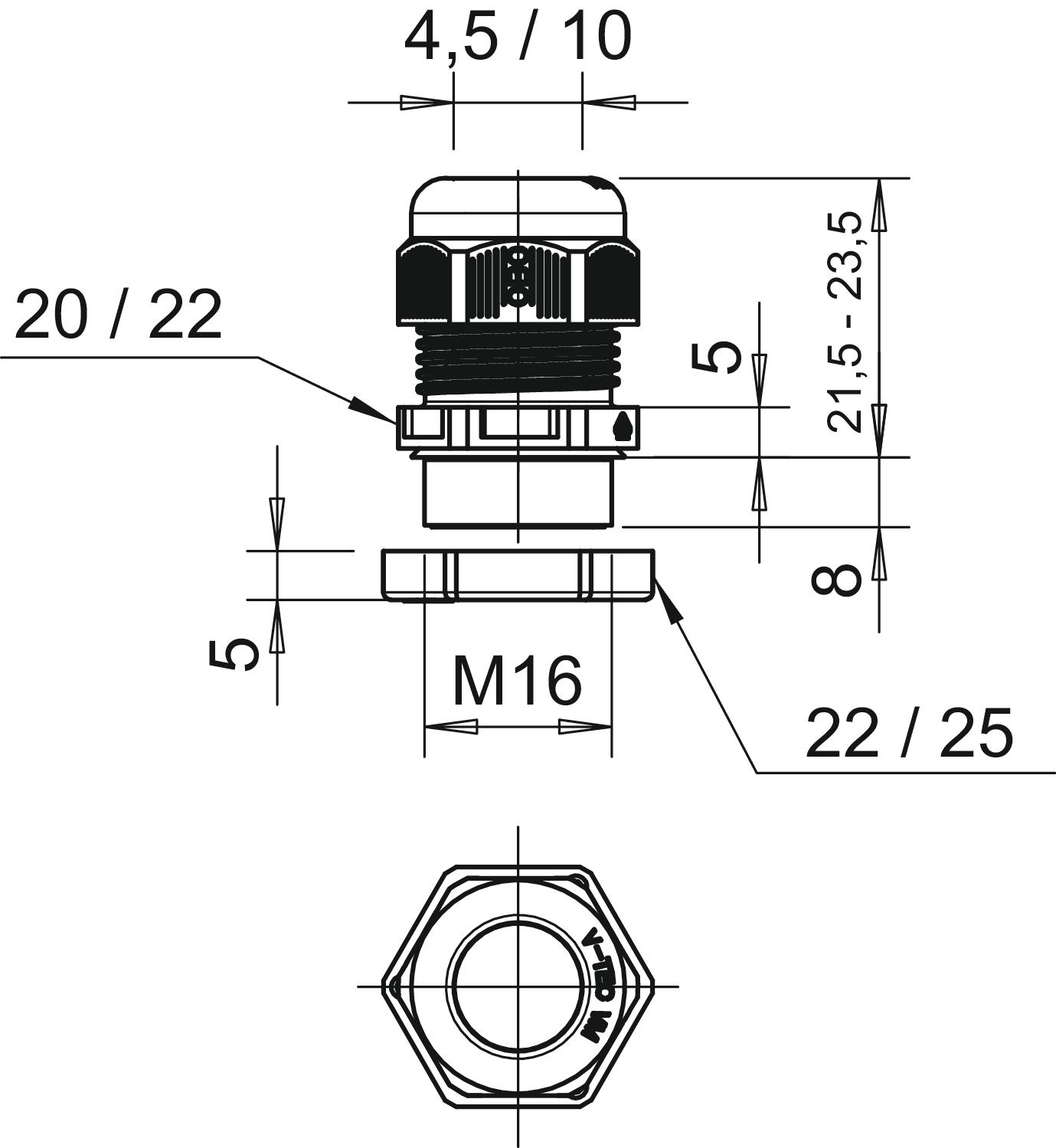 OBO Bettermann Vertr Verschraubung mit Gegenmutter V-TEC VM16+ LGR