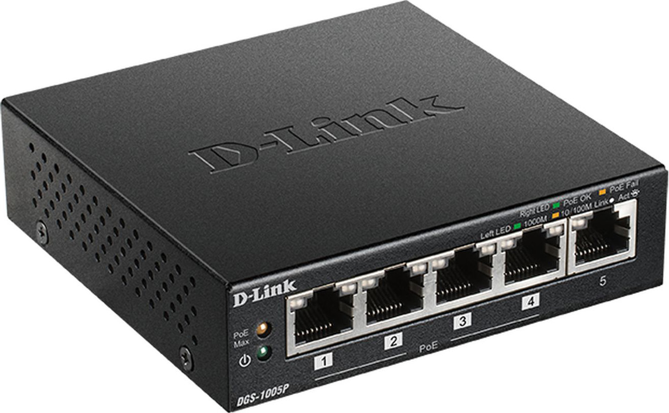 DLink Deutschland Gigabit PoE+ Switch 5-Port Desktop DGS-1005P/E