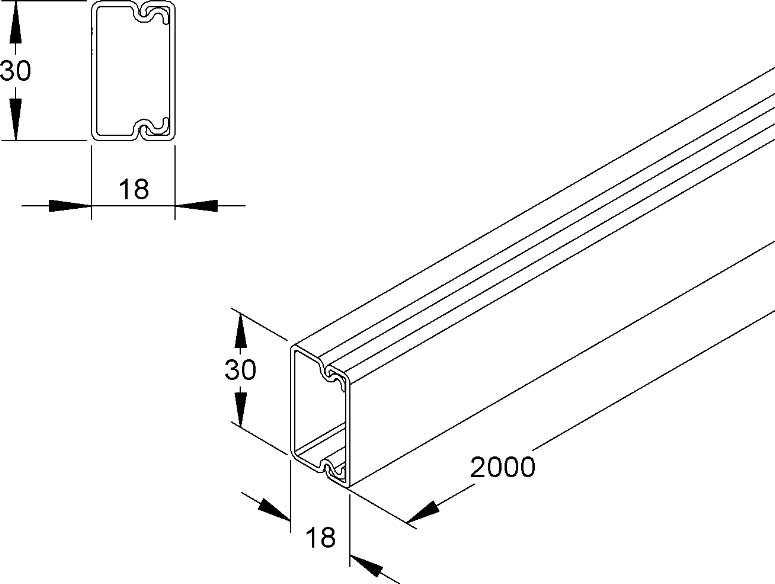 2 M Kleinhuis Kanal lgr 20x30 RAL7035 HKL2030.8