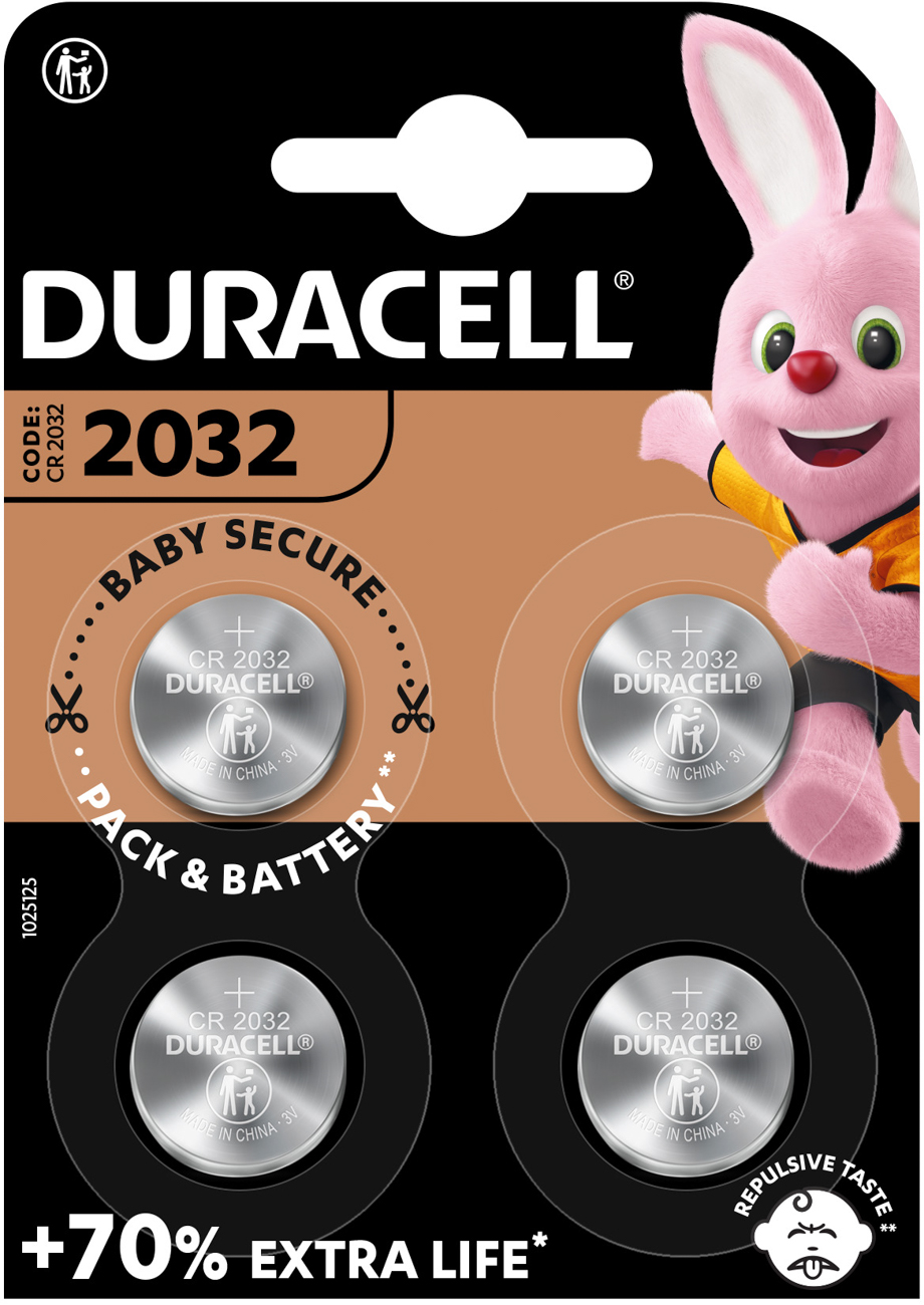 Hückmann Knopfzelle Lithium 3V CR2032 Duracell D2032-B4 (Bli.4)