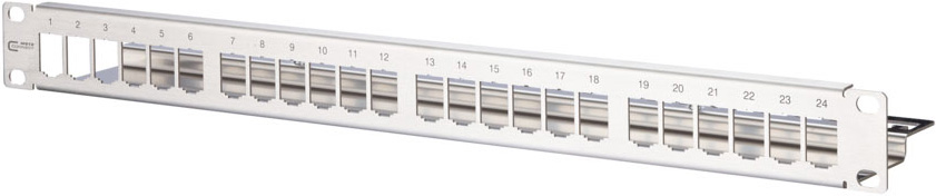 Metz Connect Patchfeld modul 24Port 1HE Edelstahl leer TN MPP24-Edst-leer