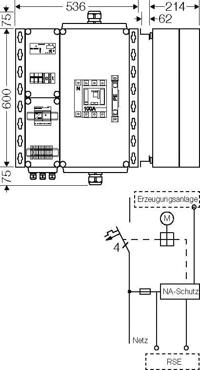 Hensel PV-Freischaltstelle 70kVA, 4-p. m.LS+NA Mi AE 3224