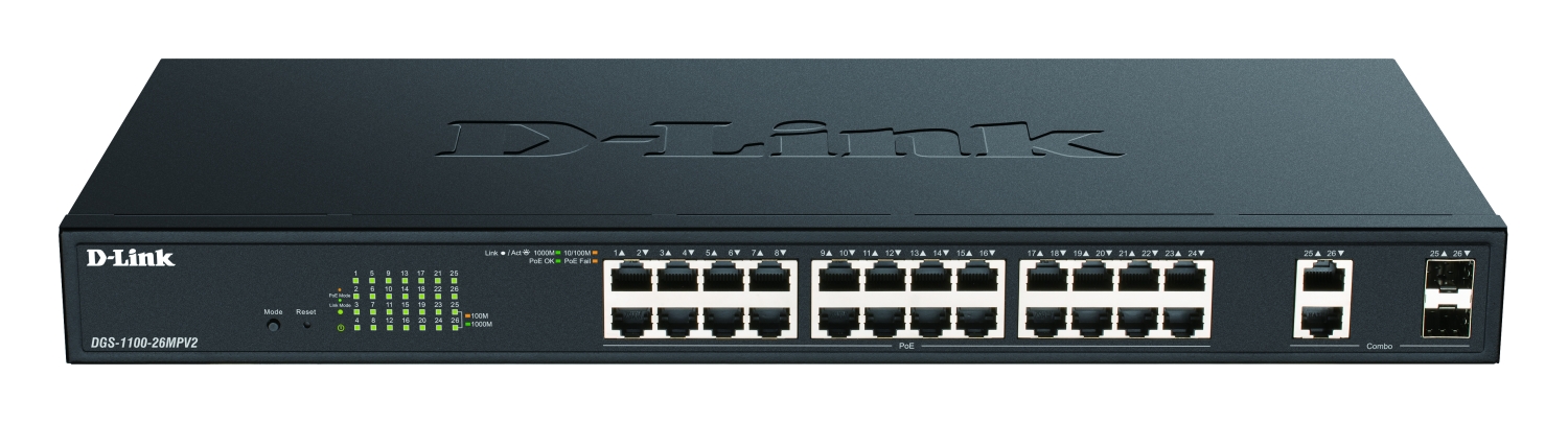 DLink Deutschland Gigabit Smart Switch 26-Port PoE+ DGS-1100-26MPV2/E