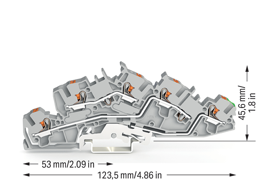 50 STK WAGO GmbH & Co. KG Installationsetagenklemme 4 mm² mit Drücker 2205-7645