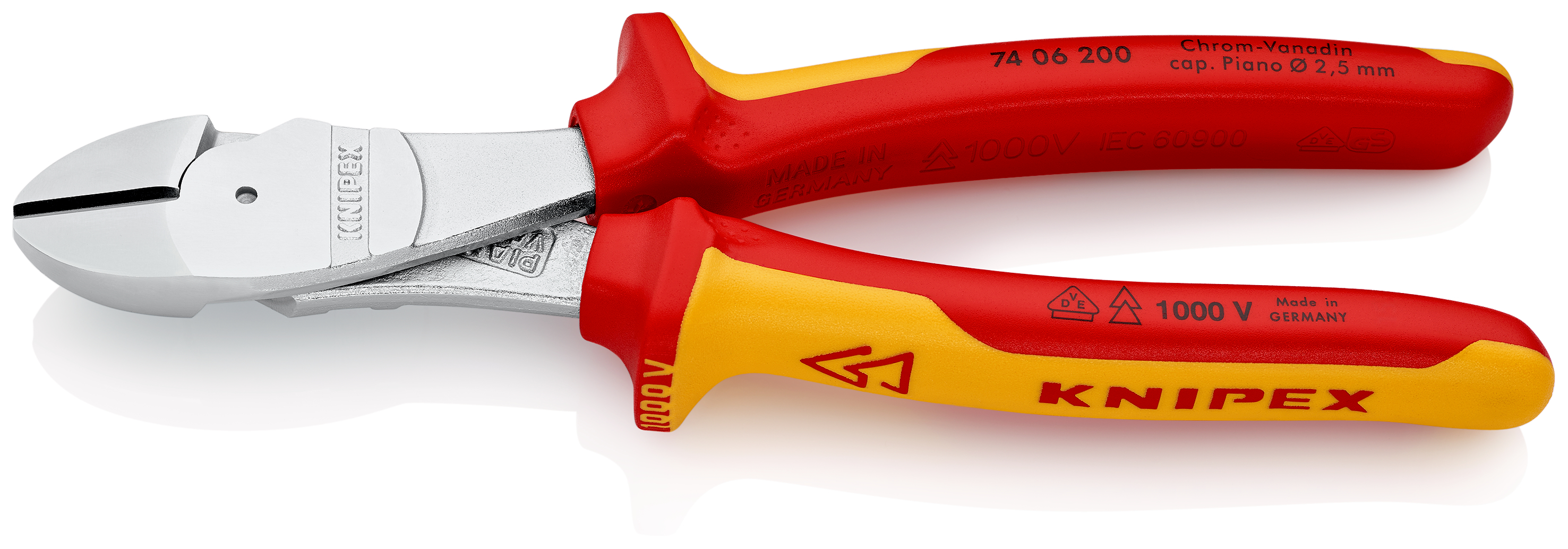 Knipex-Werk Kraft-Seitenschneider isoliert, 200mm 74 06 200