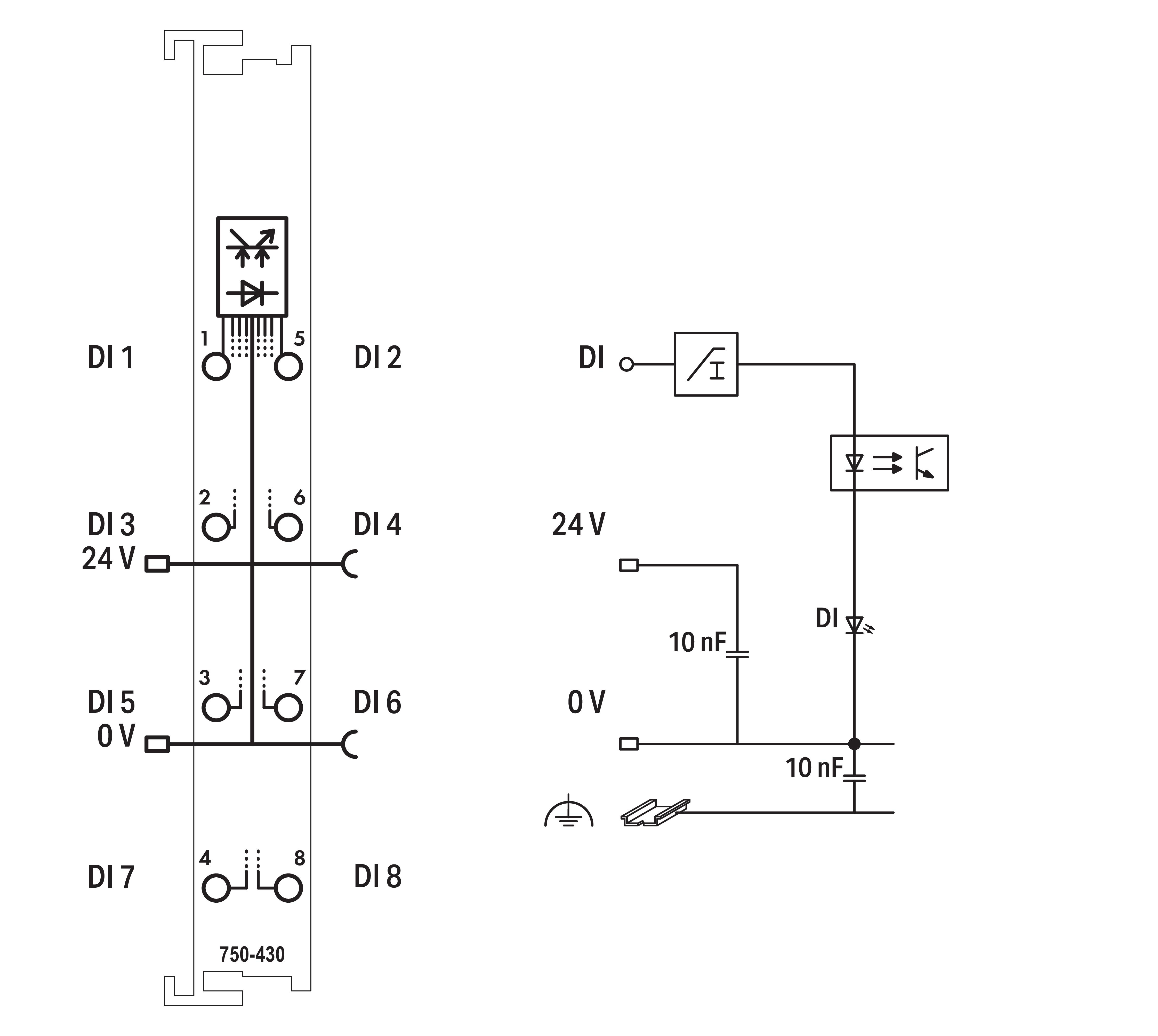 WAGO GmbH & Co. KG Digitale Eingangsklemme 8-Kanal DC24V 3.0ms 750-430