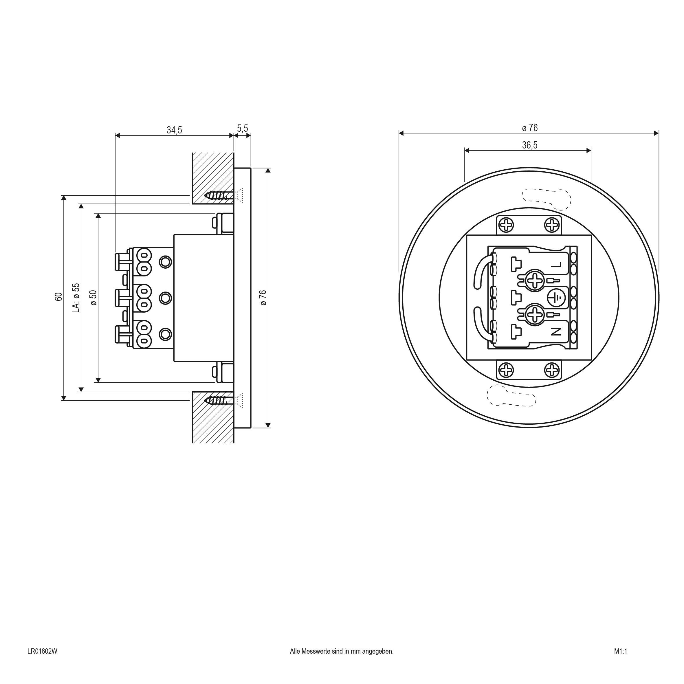 EVN Lichttechnik LED Wandeinbauleuchte 230V 3000K IP44 ws LR01802W