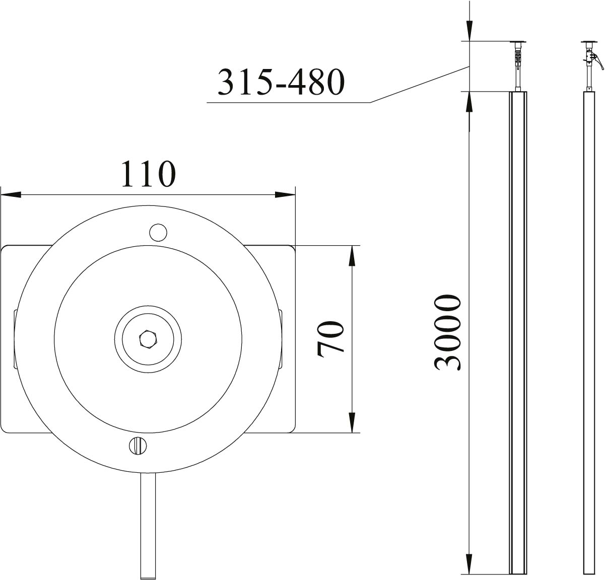 OBO Bettermann Vertr Installationssäule 70x110x3000mm ISS70110RW