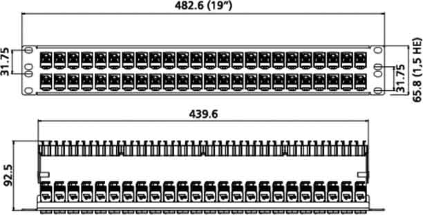 Metz Connect Patchfeld C6Amodul 48Port 1,5HE Edst bestückt TN C6Amod-MP48-Edst