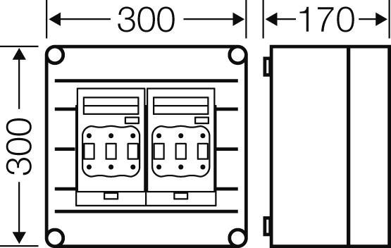 Hensel Mi-NH-Si.lasttrenn-Gehäuse 2x3xNH00, 250A 5pol. Mi 6265