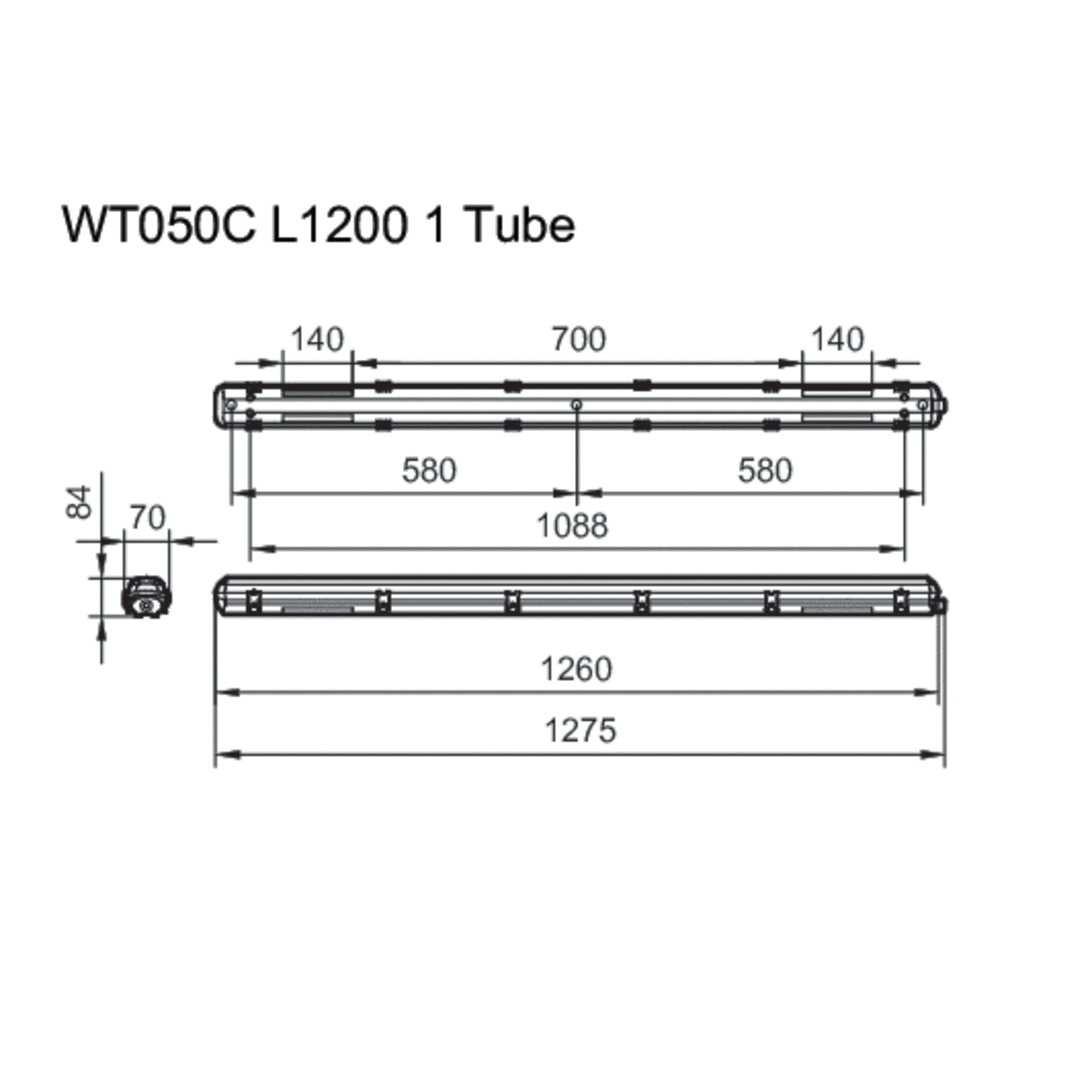 Philips Lighting Feuchtraumleuchte f. 1x LED-Tube WT050C 1xTLED L1200