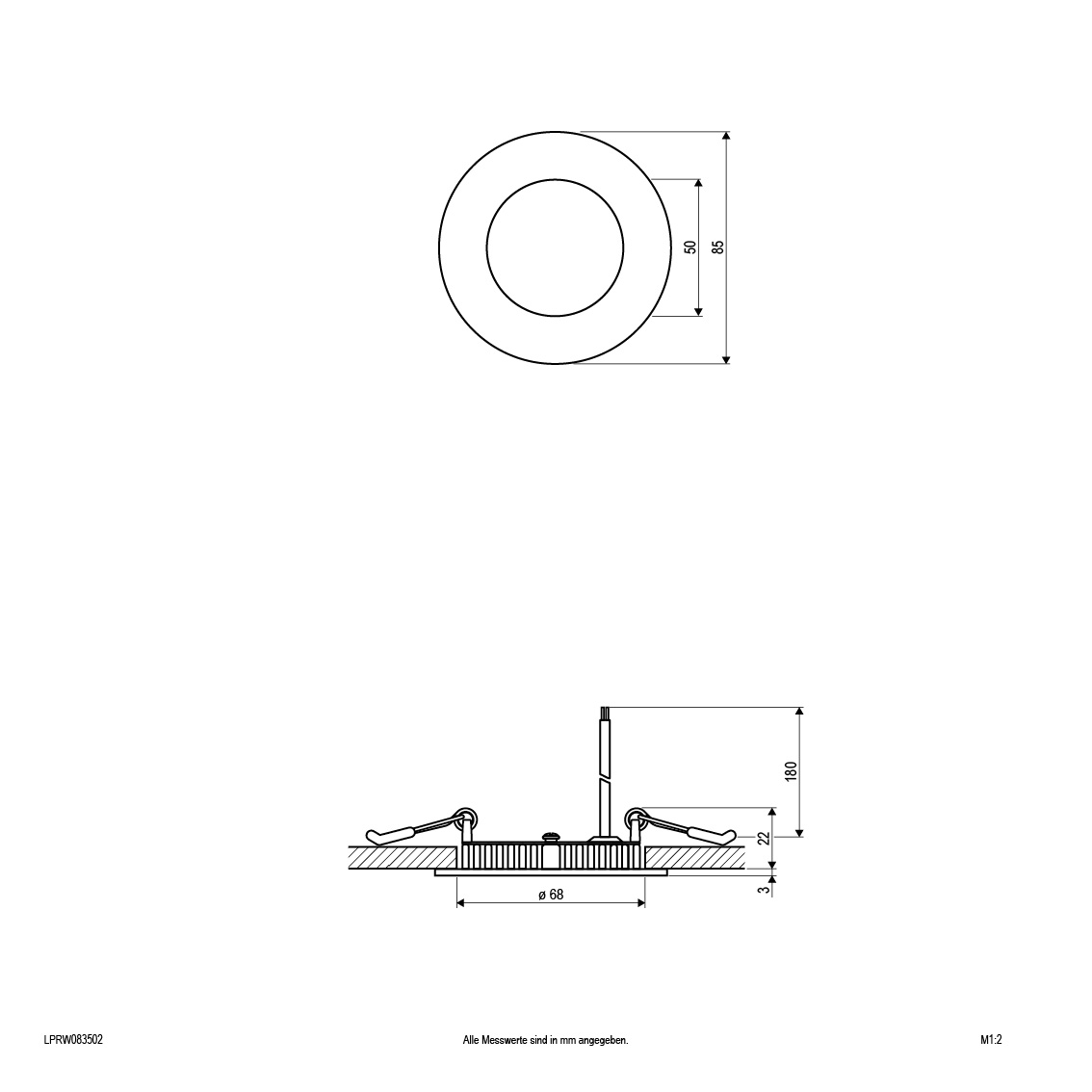 EVN Lichttechnik LED Einbau Panel ws 4W 3000K 85mm rd. LP RW 083502