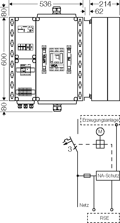 Hensel PV-Freischaltstelle 100kVA, 3-p. m.LS+NA Mi AE 3233