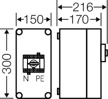 Hensel Mi-Lastschaltergehäuse 63A, 3polig+PE+N Mi 7103