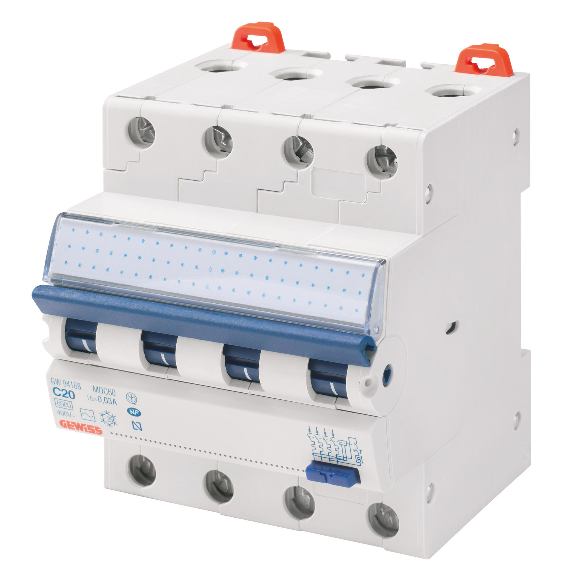 Gewiss FI/LS-Schutzschalter B32A, 30mA, 4P, 4TE GW95170