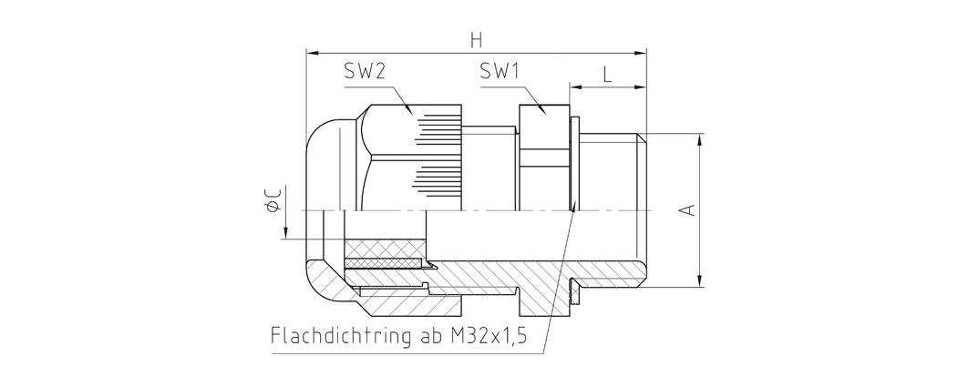 Jacob Kabelverschraubung M20x1,5 50.620 PA/R 7035
