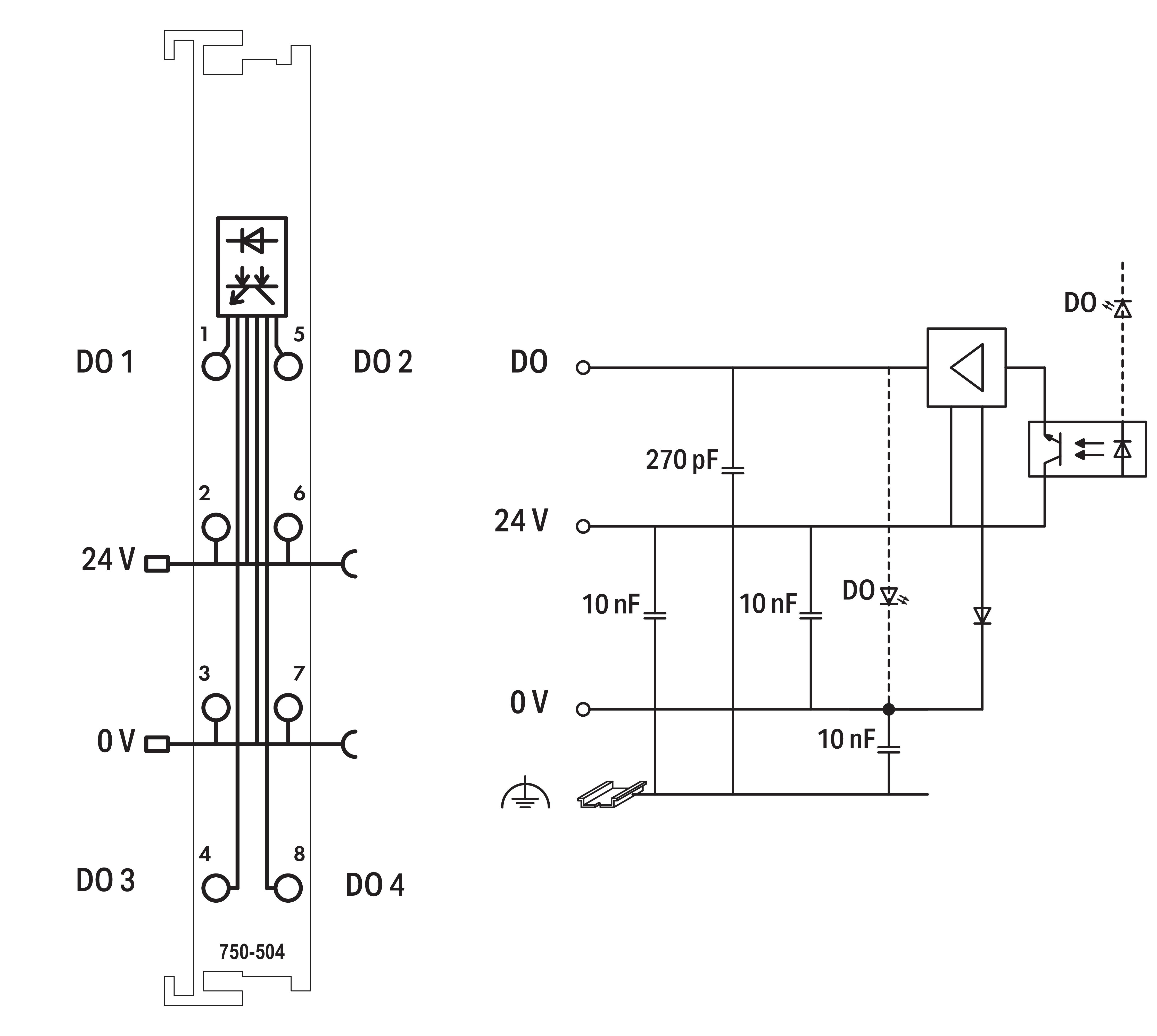 WAGO GmbH & Co. KG Digitale Ausgangsklemme 4DO 24VDC 0.5A 750-504